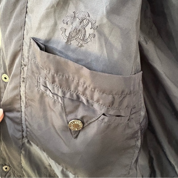 Roberto Cavalli Men’s Duck Down Puffer Vest Navy Blue Size 54 XL Hooded - Picture 8 of 14